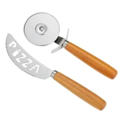 Dorre Set de pizza Pino, cuchillo y cortador de pizza, acacia-acero inoxidable PlateadoBeige Hot