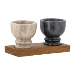 Bloomingville Set de salero y pimentero Inesa, Mármol-madera de mango MarrónBlancoNegro Outlet