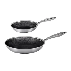 Hâws Set de sartenes hybrid coating Santo, 2 piezas, Acero inoxidable Plateado New