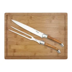 Hâws Set de trinchar con tabla de cortar Laguiole By , 3 piezas, Oliva MarrónPlateado