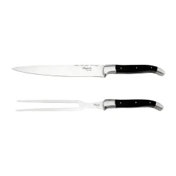 Hâws Set de trinchar Laguiole By , 2 piezas, Madera negra NegroPlateado New