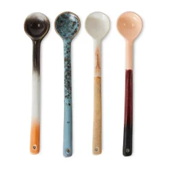 HKliving Cubiertos De Mesa<Setcucharas de cerámica L, 70's 4-pack, Breeze Multi