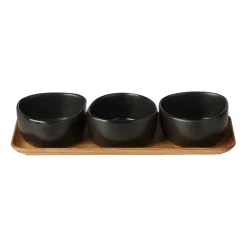 Aida Bandejas Y Fuentes De Servir<Setd e boles con bandeja Raw Organic, Titanium Black Negro