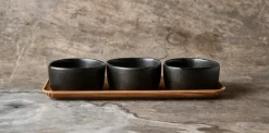 Aida Bandejas Y Fuentes De Servir<Setd e boles con bandeja Raw Organic, Titanium Black Negro