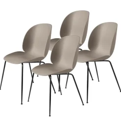 GUBI Silla Beetle con las patas negras 4 unidades, New Beige