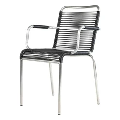 Fiam Silla con reposabrazos Mya aluminio, Black Negro Outlet