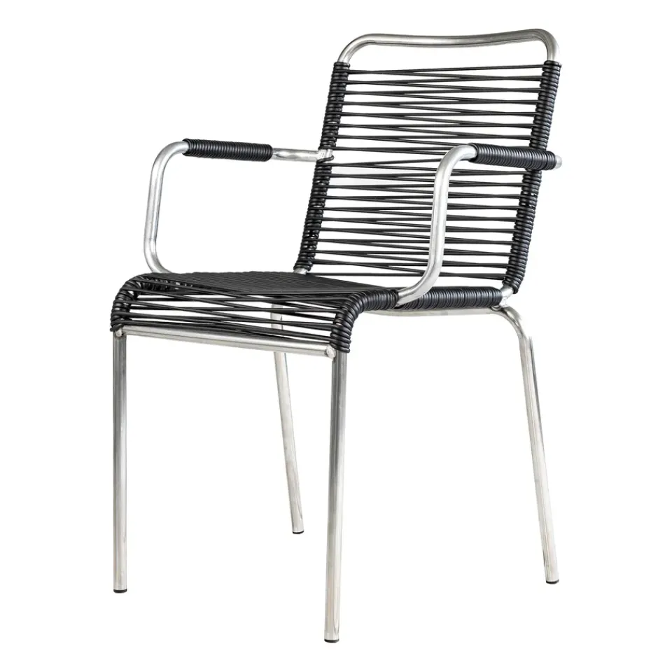 Fiam Silla con reposabrazos Mya aluminio, Black Negro Outlet