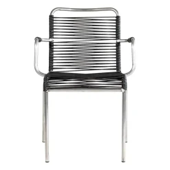 Fiam Silla con reposabrazos Mya aluminio, Black Negro Outlet
