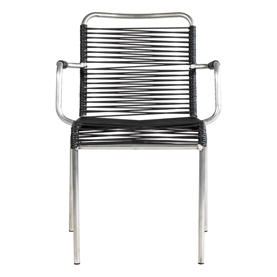 Fiam Silla con reposabrazos Mya aluminio, Black Negro Outlet
