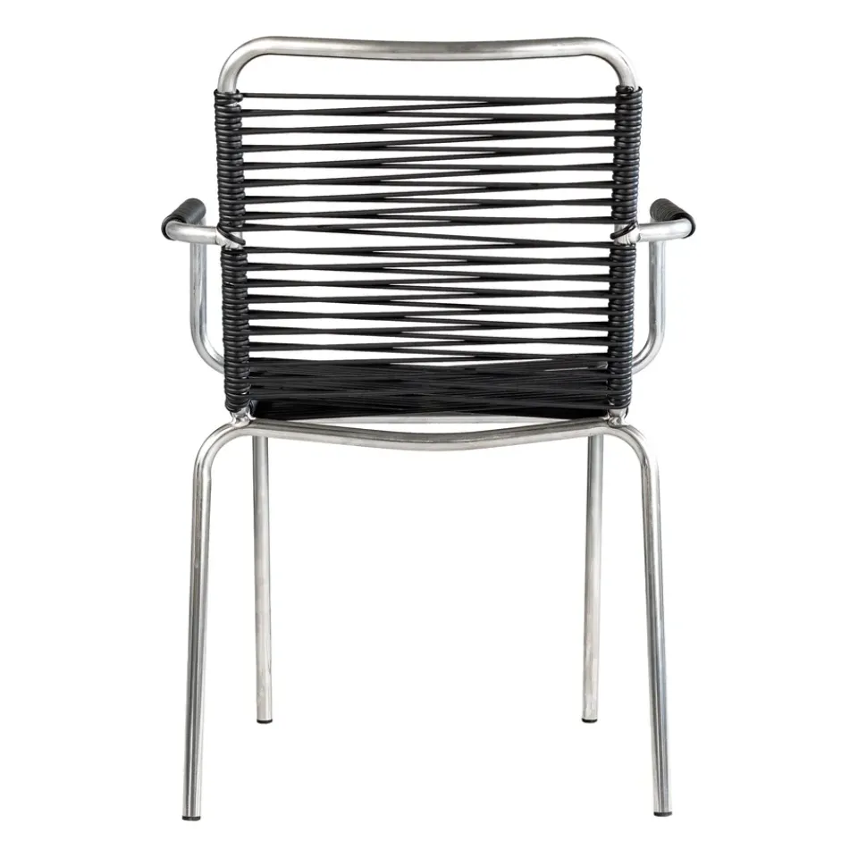 Fiam Silla con reposabrazos Mya aluminio, Black Negro Outlet