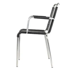 Fiam Silla con reposabrazos Mya aluminio, Black Negro Outlet