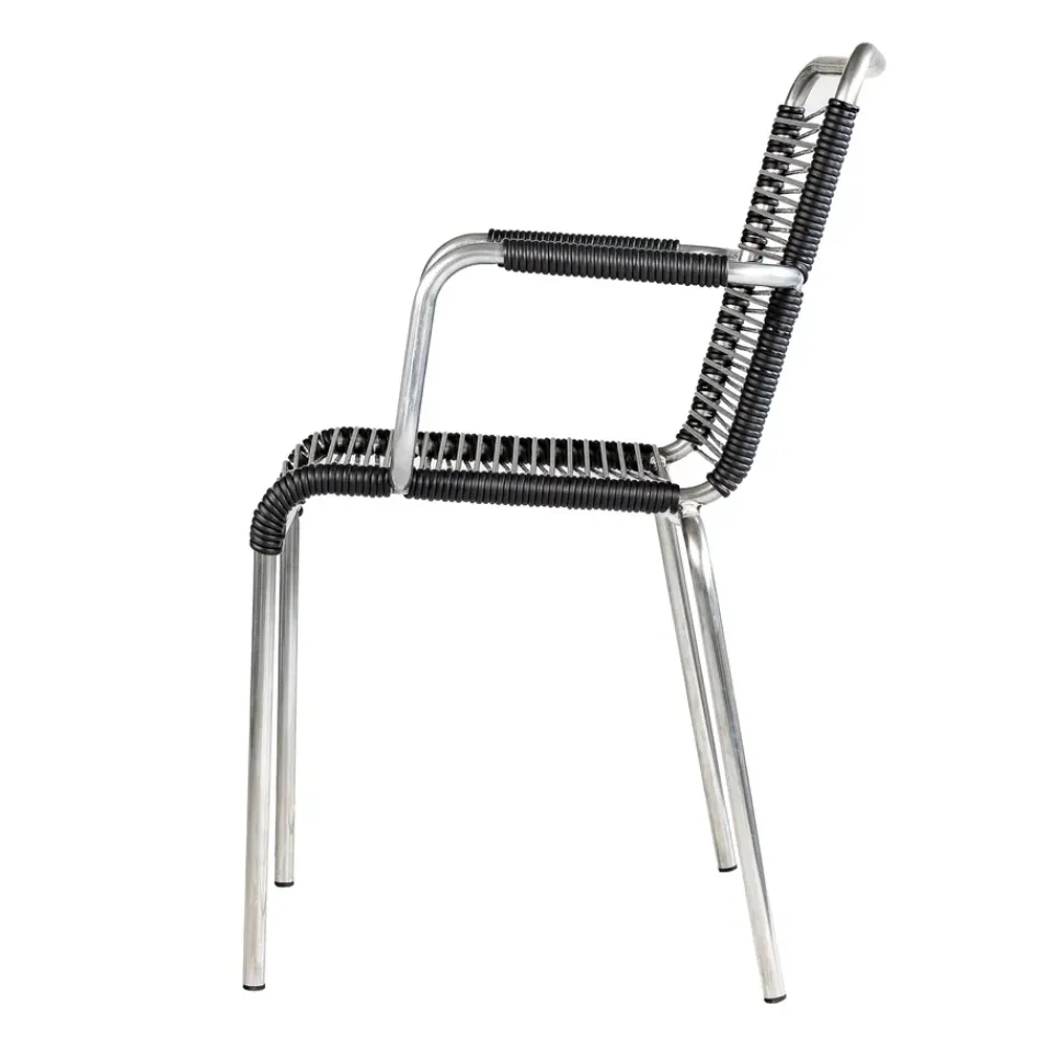 Fiam Silla con reposabrazos Mya aluminio, Black Negro Outlet