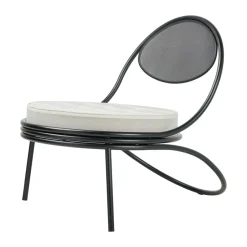 GUBI Butacas Y Sillones De Exterior<Silla Copacabana Outdoor Lounge Chair con asiento tapizado, Leslie stripe limonta 020-patas negras Negro