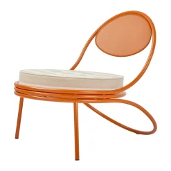 GUBI Butacas Y Sillones De Exterior|Muebles Lounge De Exterior<Silla Copacabana Outdoor Lounge Chair con asiento tapizado, Leslie stripe limonta 040-international orange Naranja