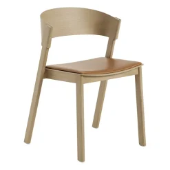 Muuto Silla Cover Side Chair leather, Coñac-roble MarrónBeige New