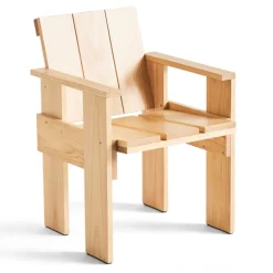 HAY Silla de comedor Crate con reposabrazos en pino lacado, Pino lacado al agua Beige