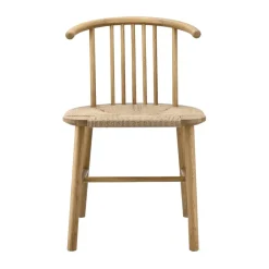NJRD Sillas<Silla de comedor VIOR asiento trenzado, Roble lacado-natural Beige