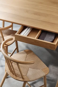 NJRD Sillas<Silla de comedor VIOR asiento trenzado, Roble lacado-natural Beige