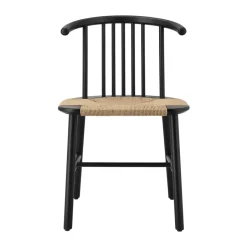 NJRD Silla de comedor VIOR asiento trenzado, Roble lacado en negro-natural Beige Sale