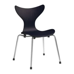 Fritz Hansen Silla infantil Liljan, Midnight blue fresno pintado-cromo AzulPlateado Clearance