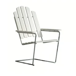 Grythyttan Stålmöbler Tumbonas Y Sillas Para Tomar El Sol<Silla para tomar el sol A3, Roble lacado -galvanizado en caliente Blanco