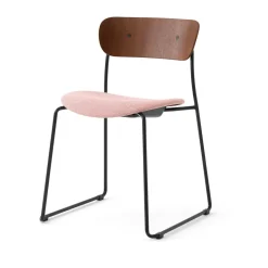&Tradition Sillas<Silla Pavilion AV52 con asiento tapizado, Black-Ecriture 0640 Rosa