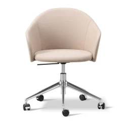 Fredericia Furniture Sillas De Oficina<Sillón Gomo Armchair con base giratoria 5 patas, Blazer CUZ47 Fairfield -aluminio pulido Beige