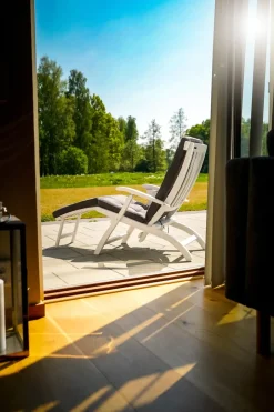Stockamöllan Sillón jardín Lobby, incl. Bandeja y protector de lluvia Blanco Sale