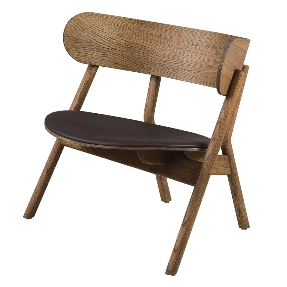 Northern Sillón Oaki asiento de cuero, Roble ahumado MarrónNegro Outlet