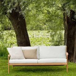 Ethnicraft Sofá de 2 plazas Jack outdoor teak, offwhite, base de teca Blanco Online