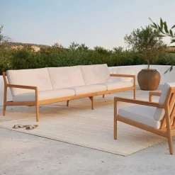 Ethnicraft Sofás De Terraza|Sofás De Exterior<Sofá de 3 plazas Jack outdoor teak, Offwhite Blanco