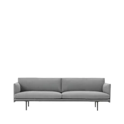 Muuto Sofás<Sofá de 3 plazas Outline tela, Tela fiord 151 grey, patas negras Gris