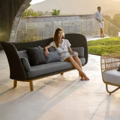 Cane-line Sofás De Terraza<Sofá Peacock 2 plazas soft rope, Dark grey, teak Gris
