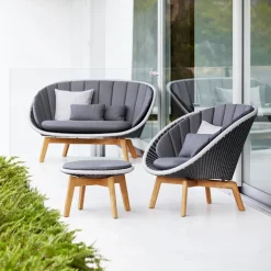 Cane-line Sofá Peacock Weave, 2 plazas grey/light grey, patas de teca Gris Clearance