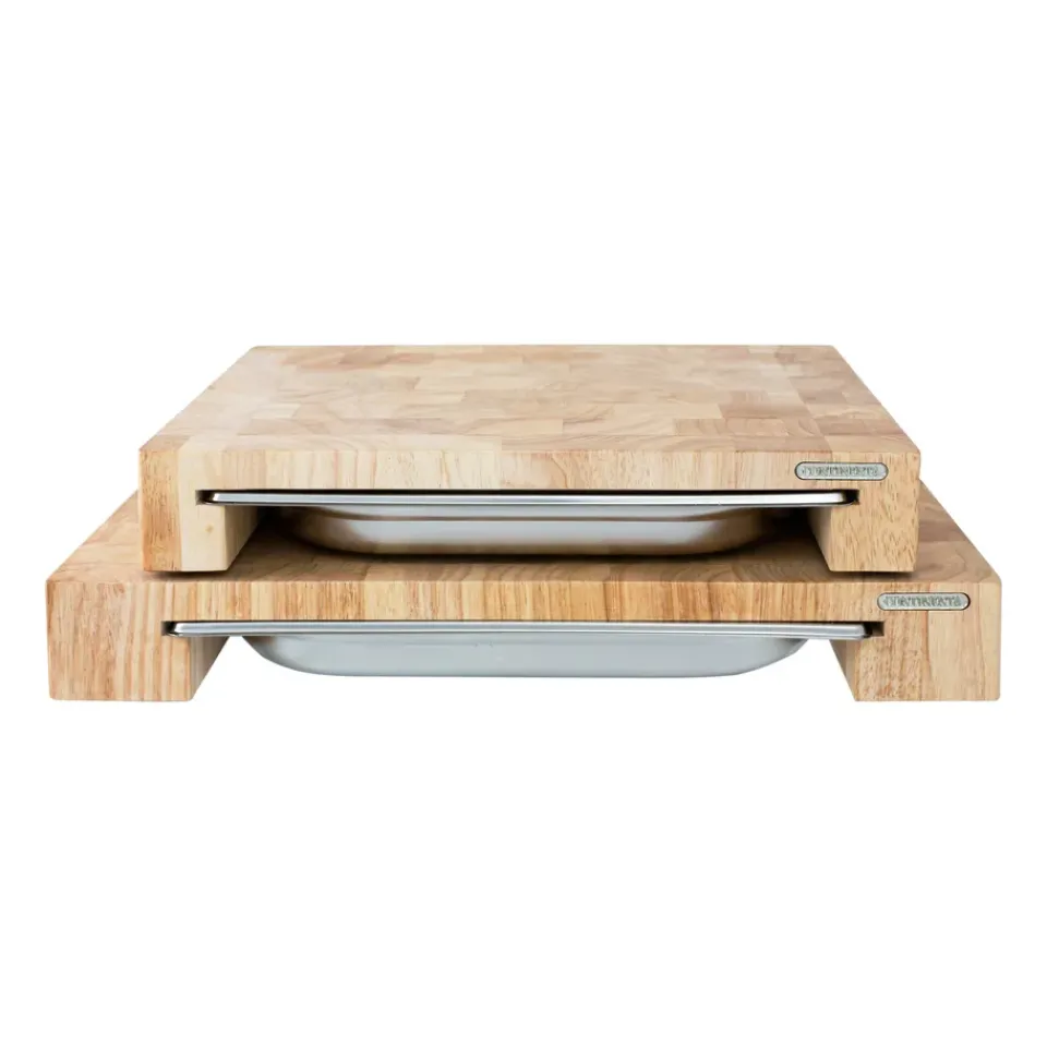 Continenta Tabla de cortar madera de caucho con 1 bandeja, 27x39 cm Beige Clearance