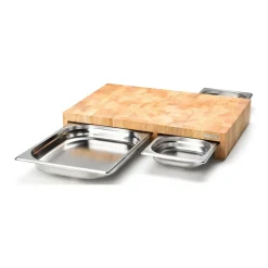 Continenta Tabla de cortar madera de caucho con 3 bandejas, 32x48 cm Beige Sale