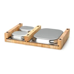 Continenta Tabla de cortar madera de caucho con 3 bandejas, 32x48 cm Beige Sale