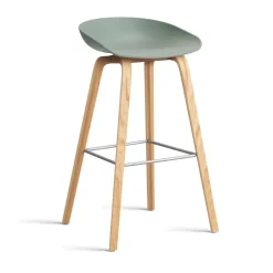 HAY Taburetes Altos<Taburete alto About a Stool 32 con base de roble lacado 2.0, Fall green-soporte de acero inoxidable Verde