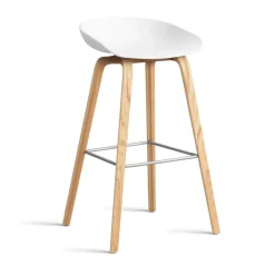 HAY Taburete alto About a Stool 32 con base de roble lacado 2.0, -acero inoxidable soporte Blanco Hot