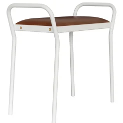 Maze Taburete Anyone, con cuero coñac vintage Blanco