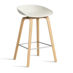 HAY Taburete bajo About a Stool 32 con base de roble lacado 2.0, Melange cream-soporte de acero inoxidable Blanco Sale
