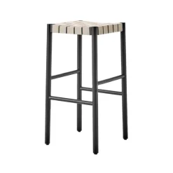 &Tradition Taburete bar Betty TK8, Black, asiento de banda de lino trenzada natural Negro Hot