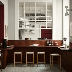&Tradition Taburetes Altos<Taburete bar Betty TK7, Oak, asiento de banda de lino trenzada Beige