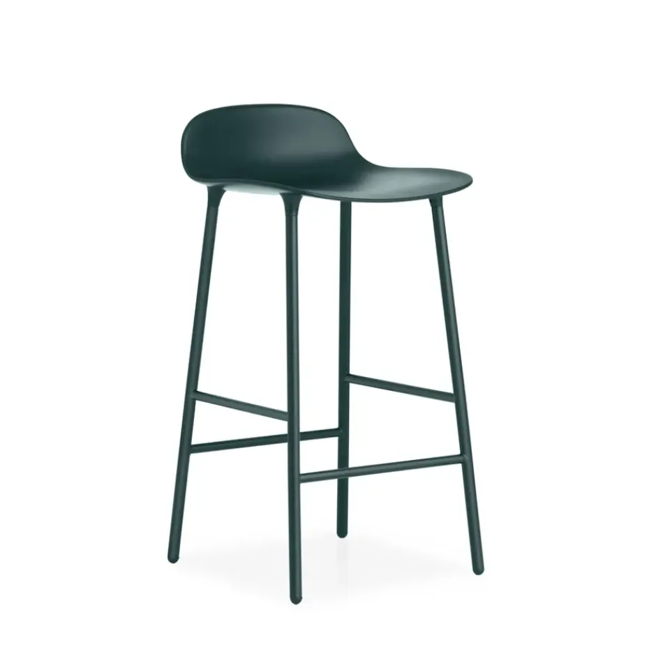 Normann Copenhagen Taburetes Altos<Taburete bar Form bajo, Green, patas de acero lacadas en Verde