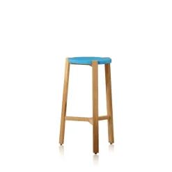 A2 Taburete bar Happy bajo, , patas de roble Turquesa Best