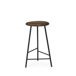 Warm Nordic Taburete bar Pebble, Roble ahumado, altura 65, base negra Beige Hot