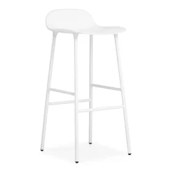 Normann Copenhagen Taburete de bar con patas de metal Form 75 cm, Blanco