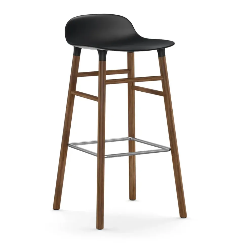 Normann Copenhagen Taburete de bar con patas de nogal Form, Negro Sale