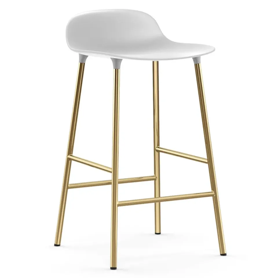 Normann Copenhagen Taburetes Altos<Taburete de bar con patas de bronce Form, Blanco
