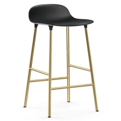 Normann Copenhagen Taburete de bar con patas de bronce Form, Negro Outlet
